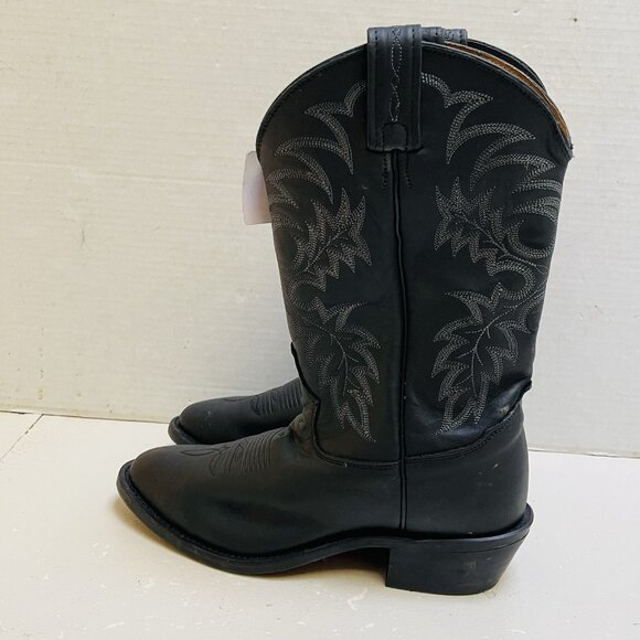 Tony Lama Segar Western Black Leather US Cowboy Boots Mens 8.5 D Rodeo Festival - Picture 3 of 9
